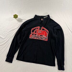 Spyder Mens L Pullover Shirt 1/2 Zip Cotton Ski Baselayer Large Web Logo LS